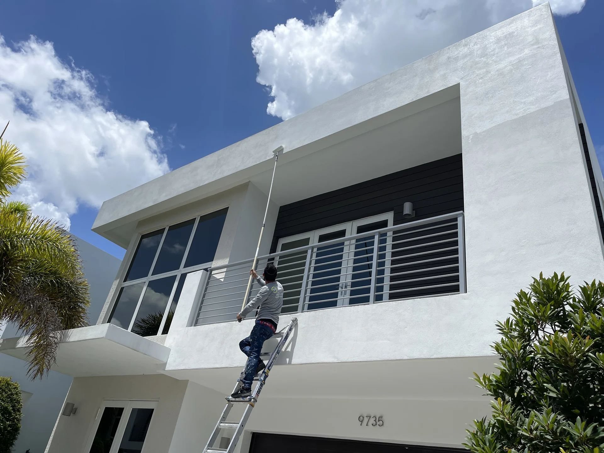 The Painting Team crew working in an elegant Miami lobby